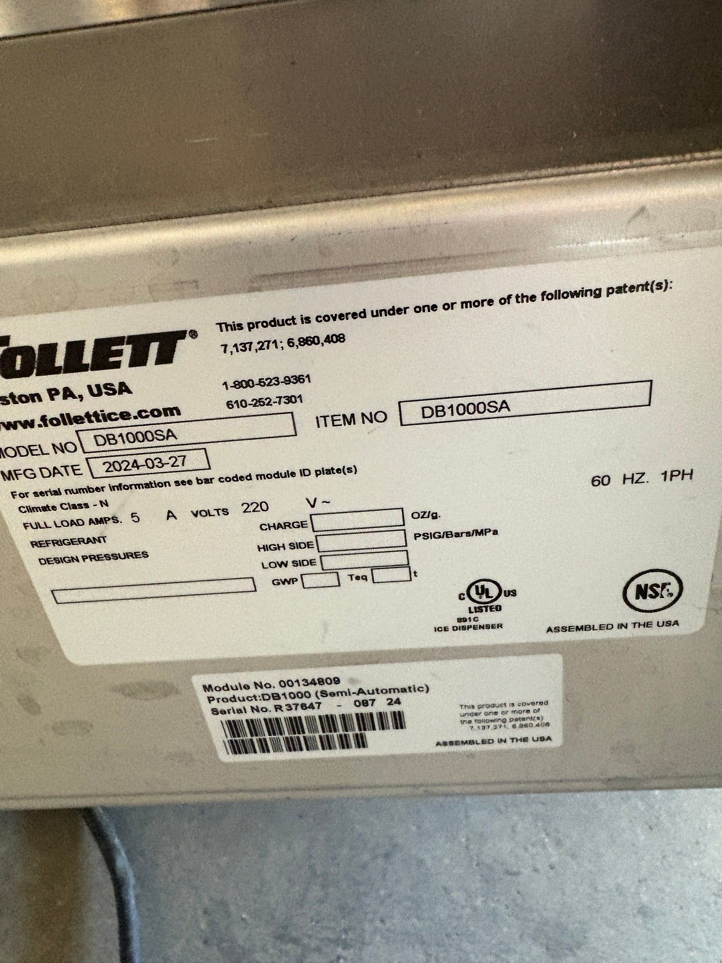 FOLLETT DB1000SA Ice Pro Ice Bagging Machine